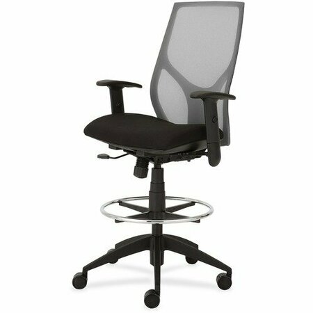 9TO5 SEATING Midbk Stool, Synchro, Hgt-adj T-Arms, 25inx26inx45-55-1/2in, GY/ON NTF1468Y1A8M201